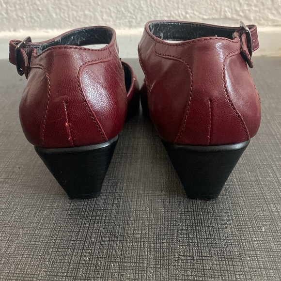 Moda Spana Red Marron leather Mary Jane's square toe - Picture 3 of 15